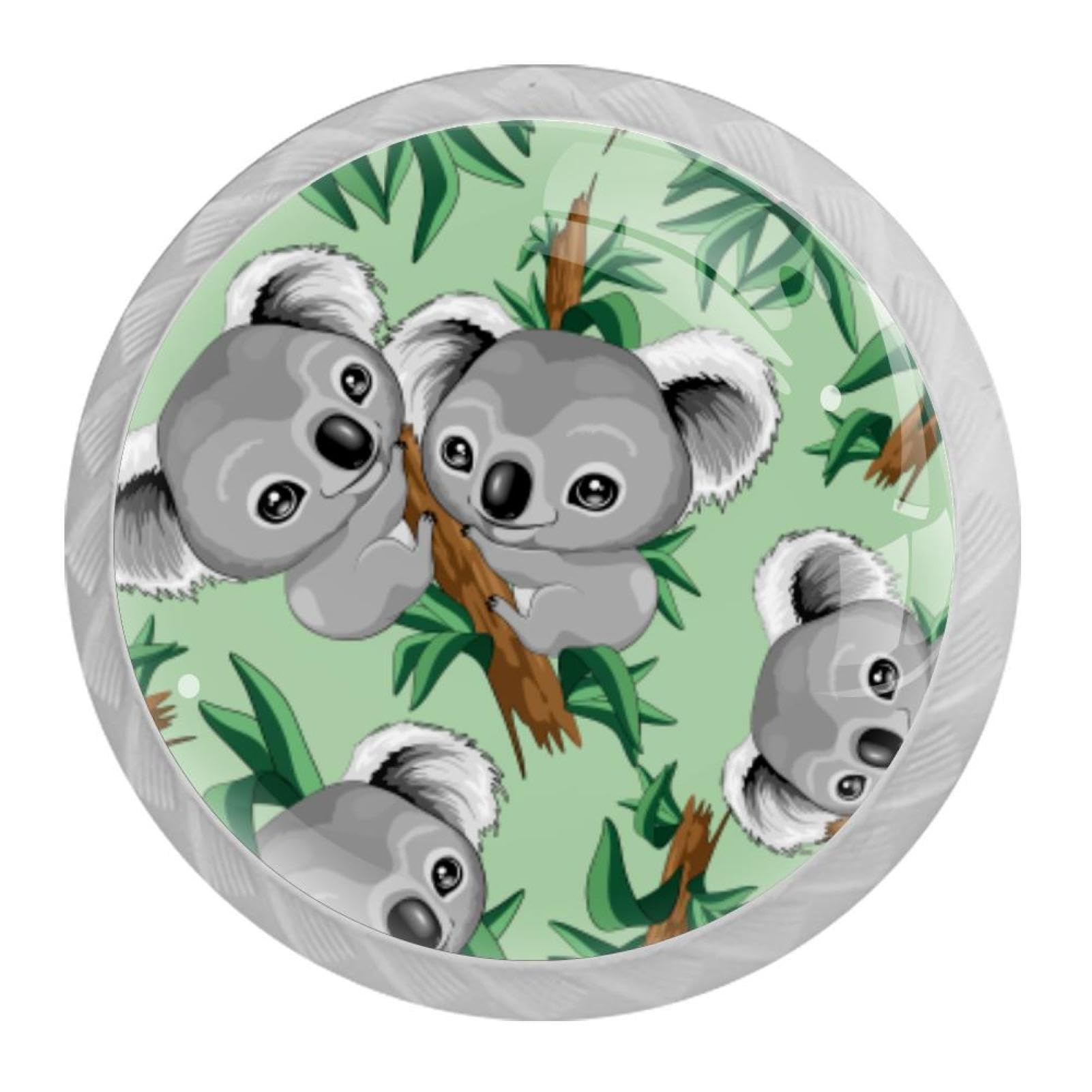 Tqmspg 4 Pieces Drawer Pulls Cute Koala Door Knobs Dresser Handles for Kitchen Wardrobe Cupboard Hardware Furniture