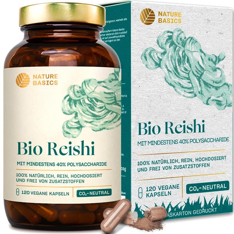 Bio Reishi - 120 Kapseln hochdosiert / 1500 mg hochwertiges Bio Reishi Extrakt mit 600 mg Polysacchariden pro Tagesdosis/Vegan, Zertifiziert & Nachhaltig im Glas