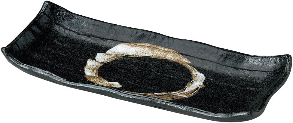 Yamashita Kogei 14041630 Black Crystal Brush Saury Plate, 11.2 x 4.8 x 1.7 inches (28.5 x 12.2 x 4.2 cm)