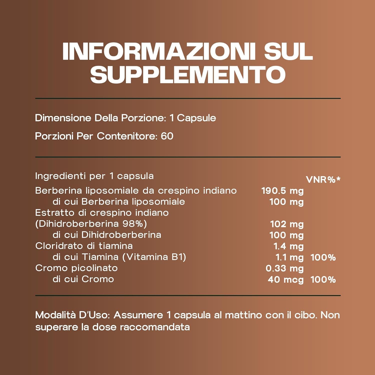 Berberina liposomiale + diidroberberina, delicato sullo stomaco, 1 capsula al giorno in capsule resistenti agli acidi, con cromo picolinato e tiamina, 60 capsule vegane