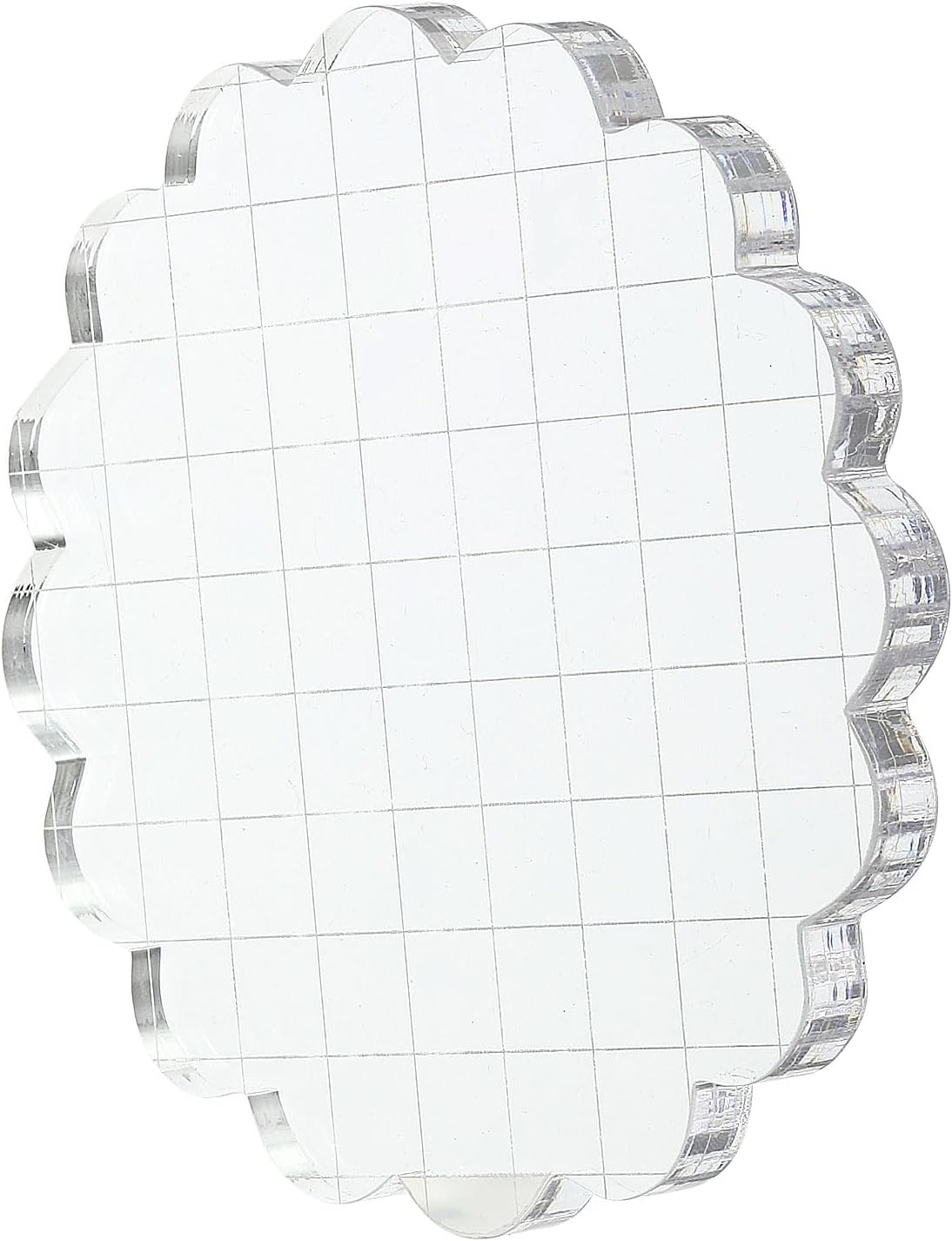 YOKIVE 4" Acrylic Stamp Block with Grid Lines Decorative, Transparent Acrylic Blocks Round, Great for Daily DIY, Crafts, Invitations, Cards