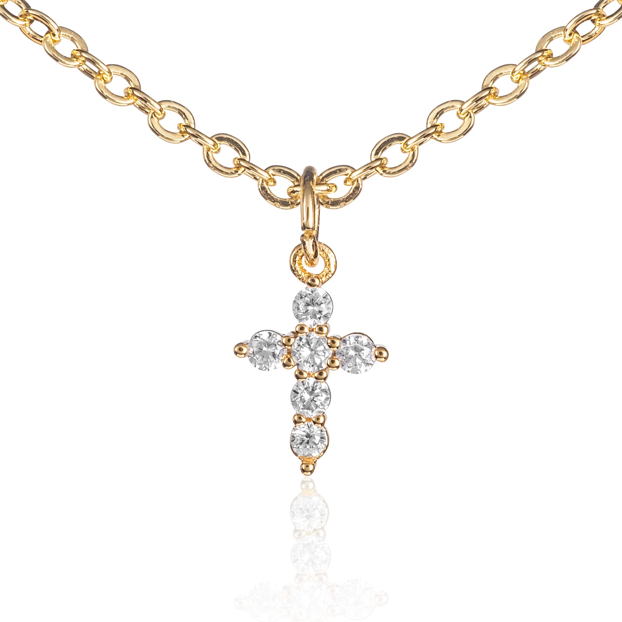 ZAVANA Collar Colgante Cruz para Mujer y Niña, Cadena y Colgante Cruz con Piedras Brillantes, Collar Cruz para Mujer
