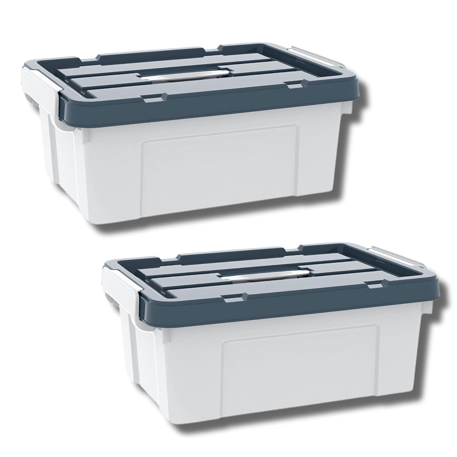 Ash & Roh Plastic Storage Box/Bin/Container with Locking Lid – Sturdy and Versatile Home Organizer, Available in Multiple Size. (2, GRAY, small-42cm X 30cm X 17cm)-image-31