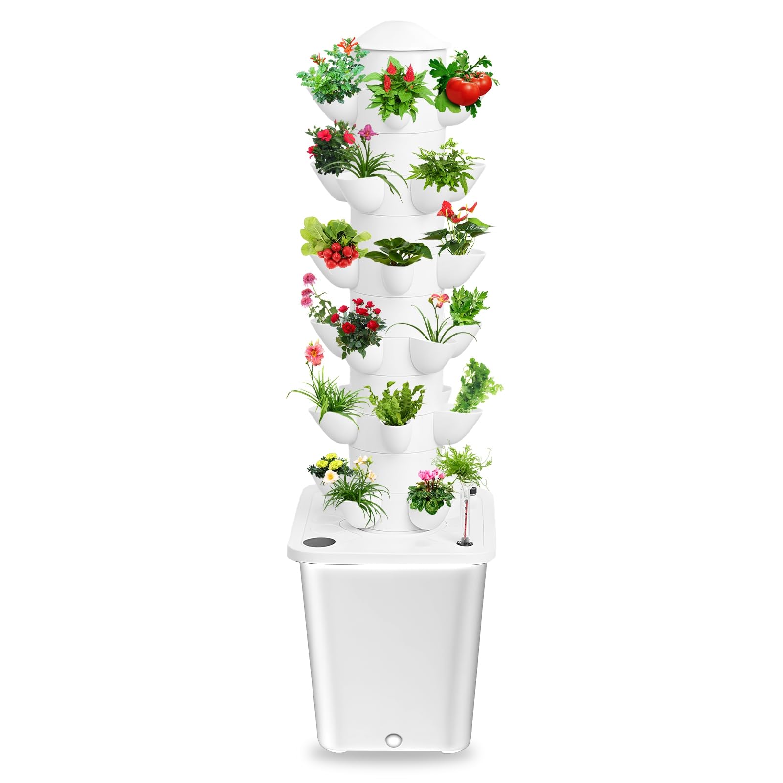 Torre de cultivo hidropónico con depósito de 10 L, 6 capas, 30 plantas, sistema de crecimiento hidrocropónico interior, cultivo sin soilless hierbas, frutas, verduras, plantador vertical, kit