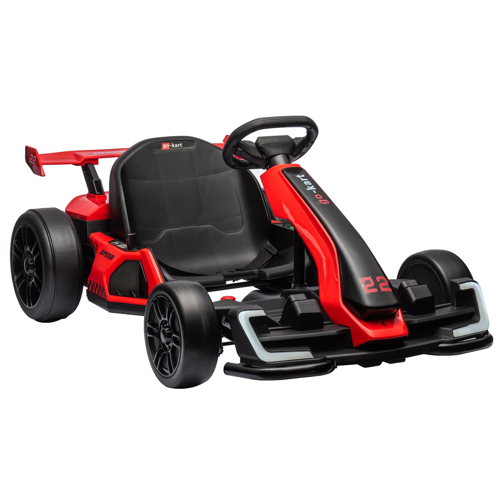 24V Kids Go Kart,300W Powerful Electric Drift Kart Car with Adjustable Seat,IDE On Toy with 4 Speed Mode,Big Battery, Drift/Sports Mode, Eva Tire, Brake Pedal for Age 6-12,Red