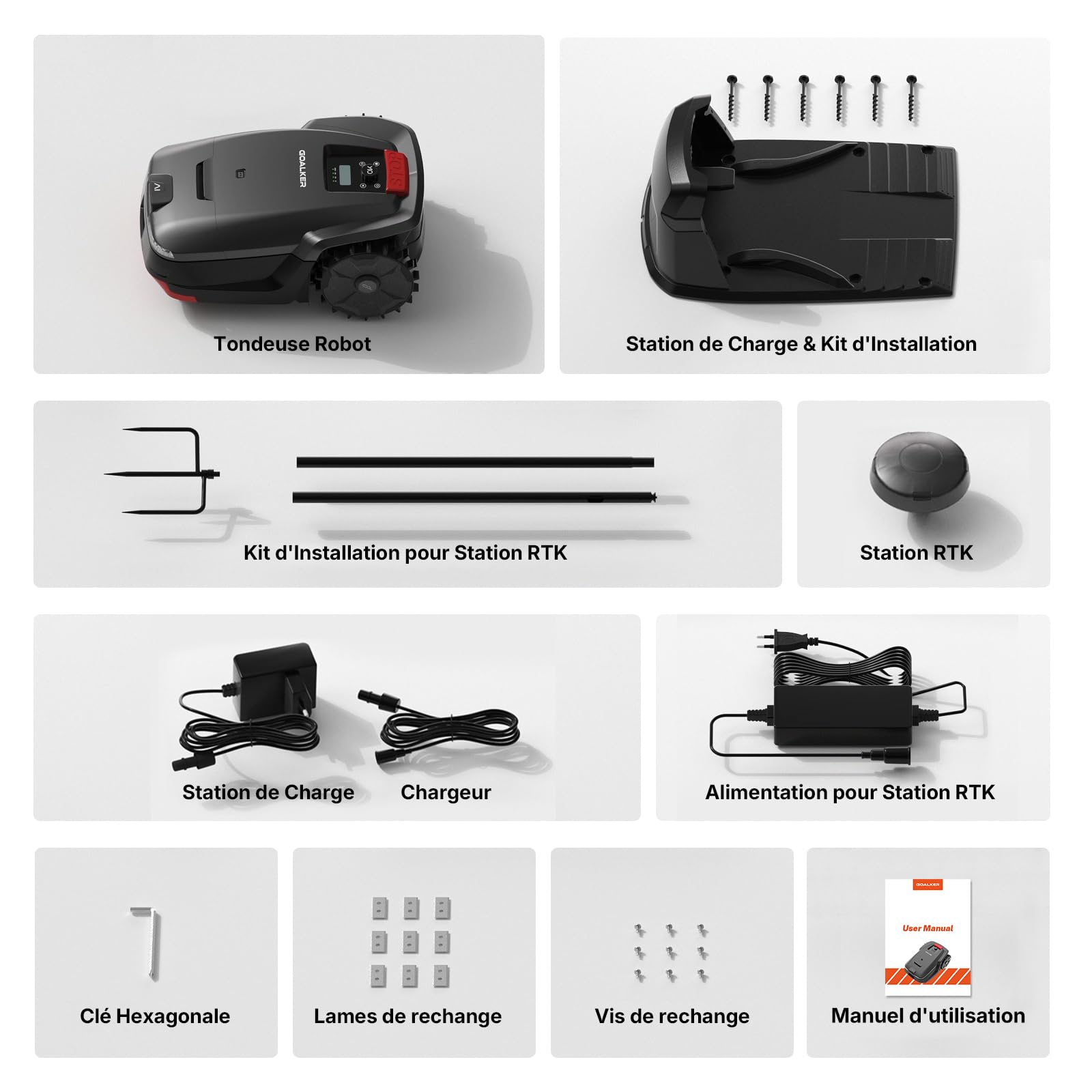 H1 Robot Tondeuse sans Fil Périphérique, 5 in 1 Dual LiDAR & Caméra IA, Positionnement RTK + VSLAM, 2000㎡ Contrôle par App, Évitement Intelligent d'obstacles par IA, Pente 45%
