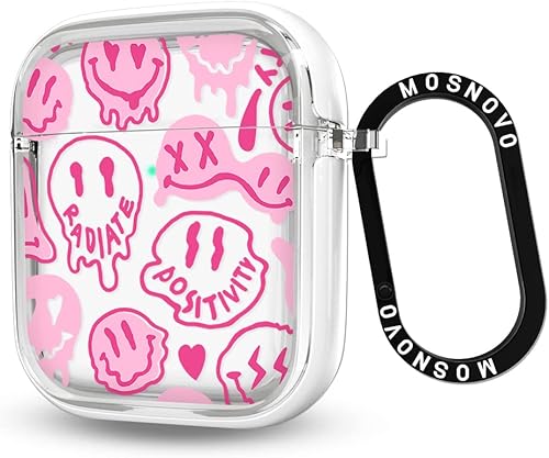 Miniatura 1 de MOSNOVO Funda para Airpods 1 y Airpods 2, funda protectora transparente con anillo de metal duro de lujo de doble capa a prueba de golpes, diseñado