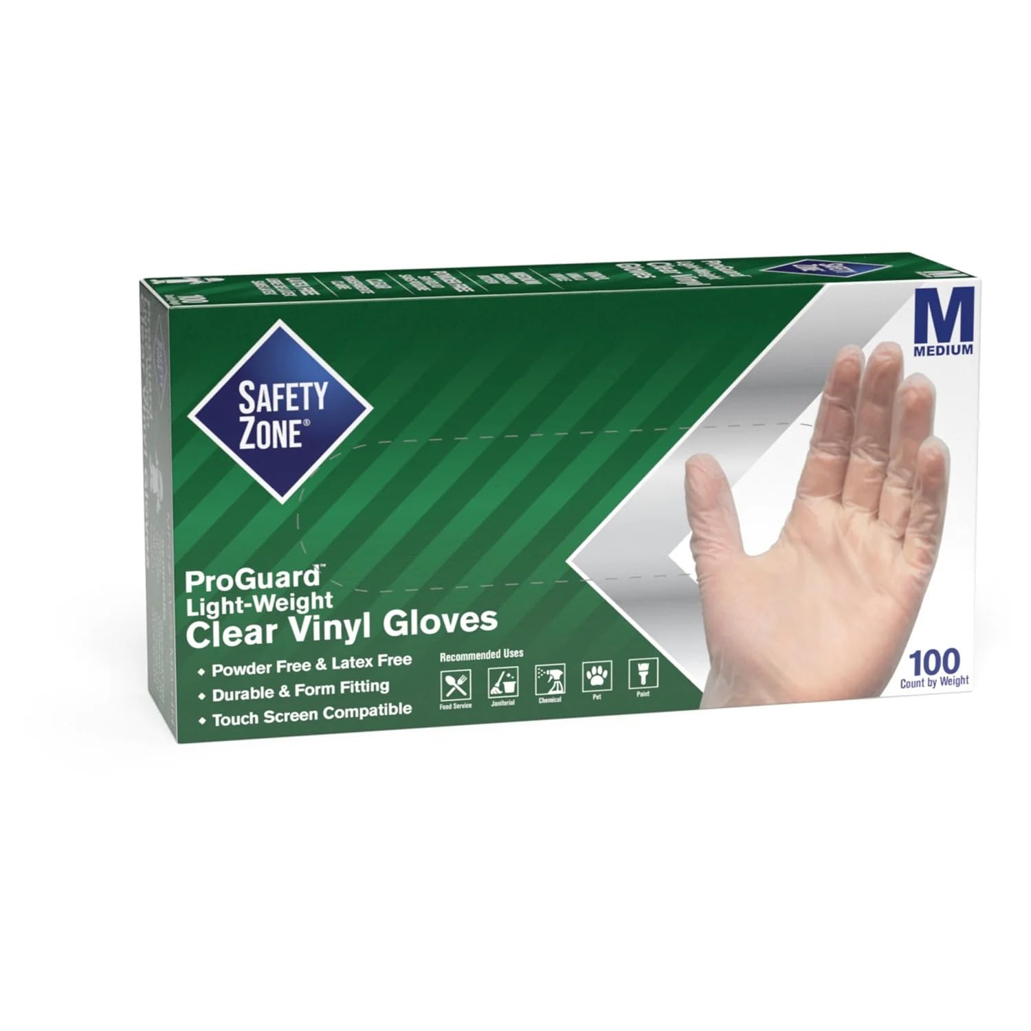 Safety Zone GVP9-MD-HH - Guantes desechables económicos, sin polvo, M, vinilo (paquete de 1000)
