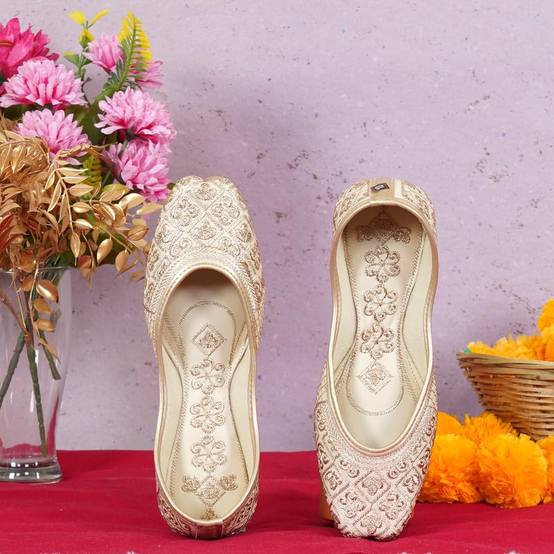 Image of DFR Women Juti | Embroidered Rajasthani Mojari Girls Shoe