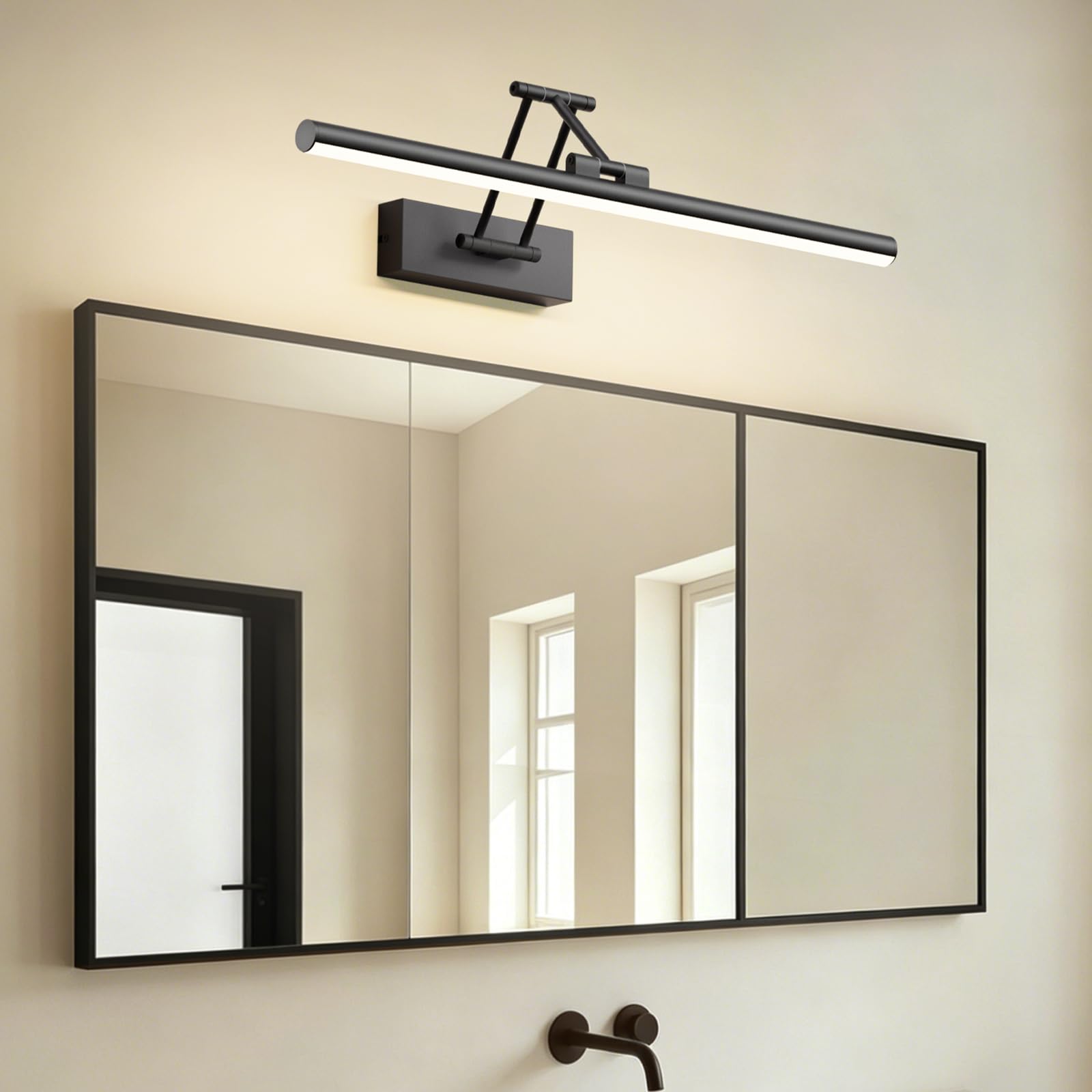 Klighten Lampa lustrzana LED łazienkowa 50 cm, obrotowe lampy lustrzane do łazienki IP44, oświetlenie lustra łazienkowego 16 W 1200 lm, oświetlenie lustra łazienkowego LED