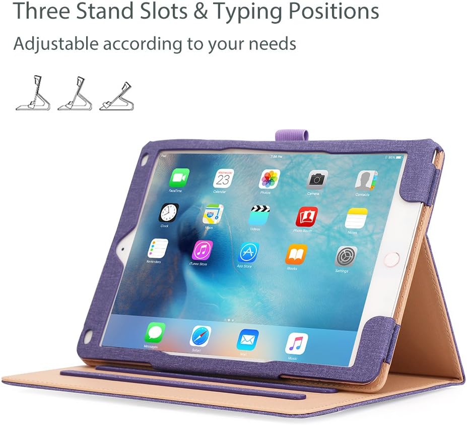 ProCase for iPad 9.7 Inch iPad 6th/5th Generation Case 2018 2017/iPad Air 2/Air 1 Case, Premium Leather Folio Corner Protection Multi-Angle Viewing Stand Cover with Front Pocket Pen Loop -Purple