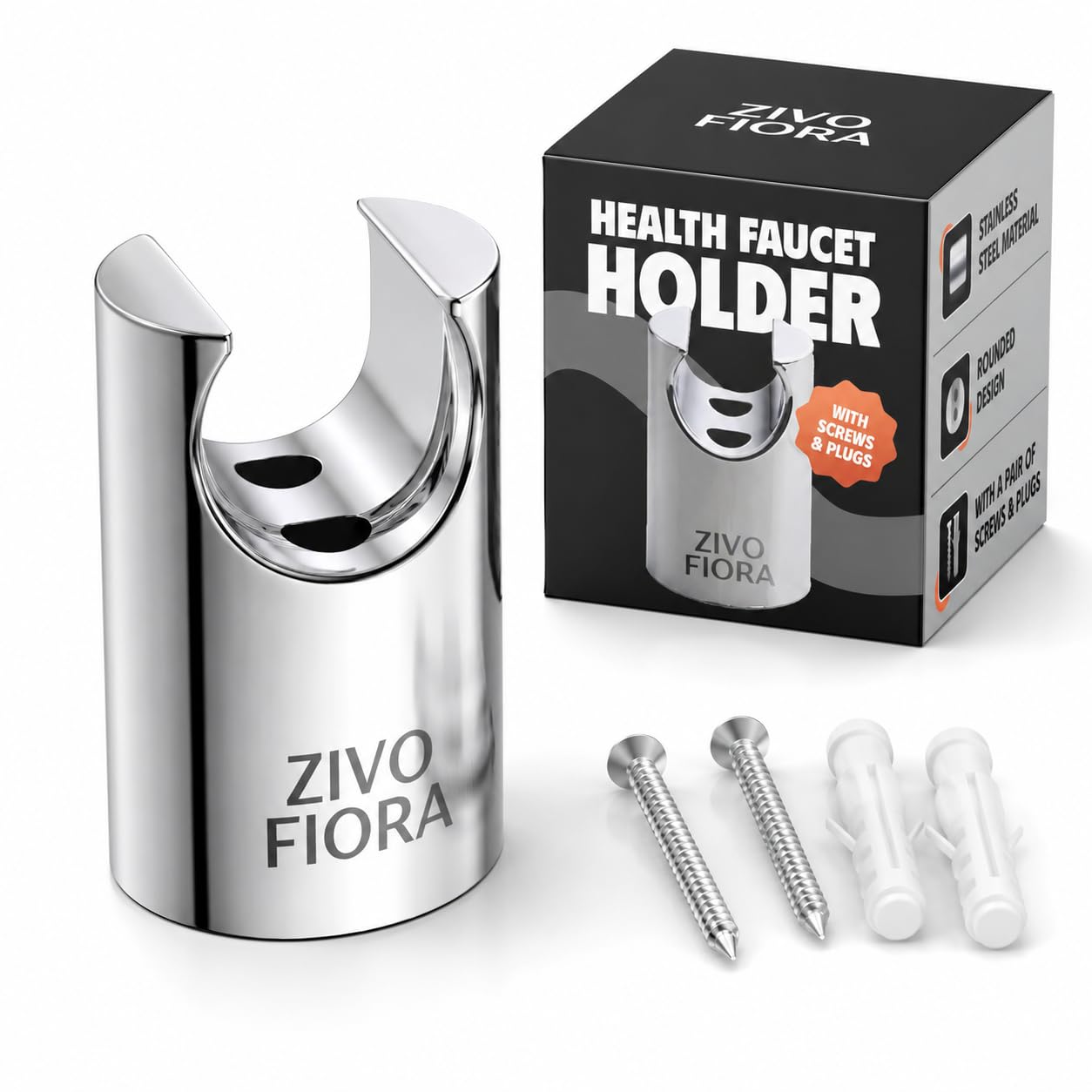 Heavy SS Faucet Stand, Health Faucet Holder, Hand Shower Holder (Multi Purpose) | Wall Mounted Stand, Round-Chrome Finish, (Pack of 1)-image-5