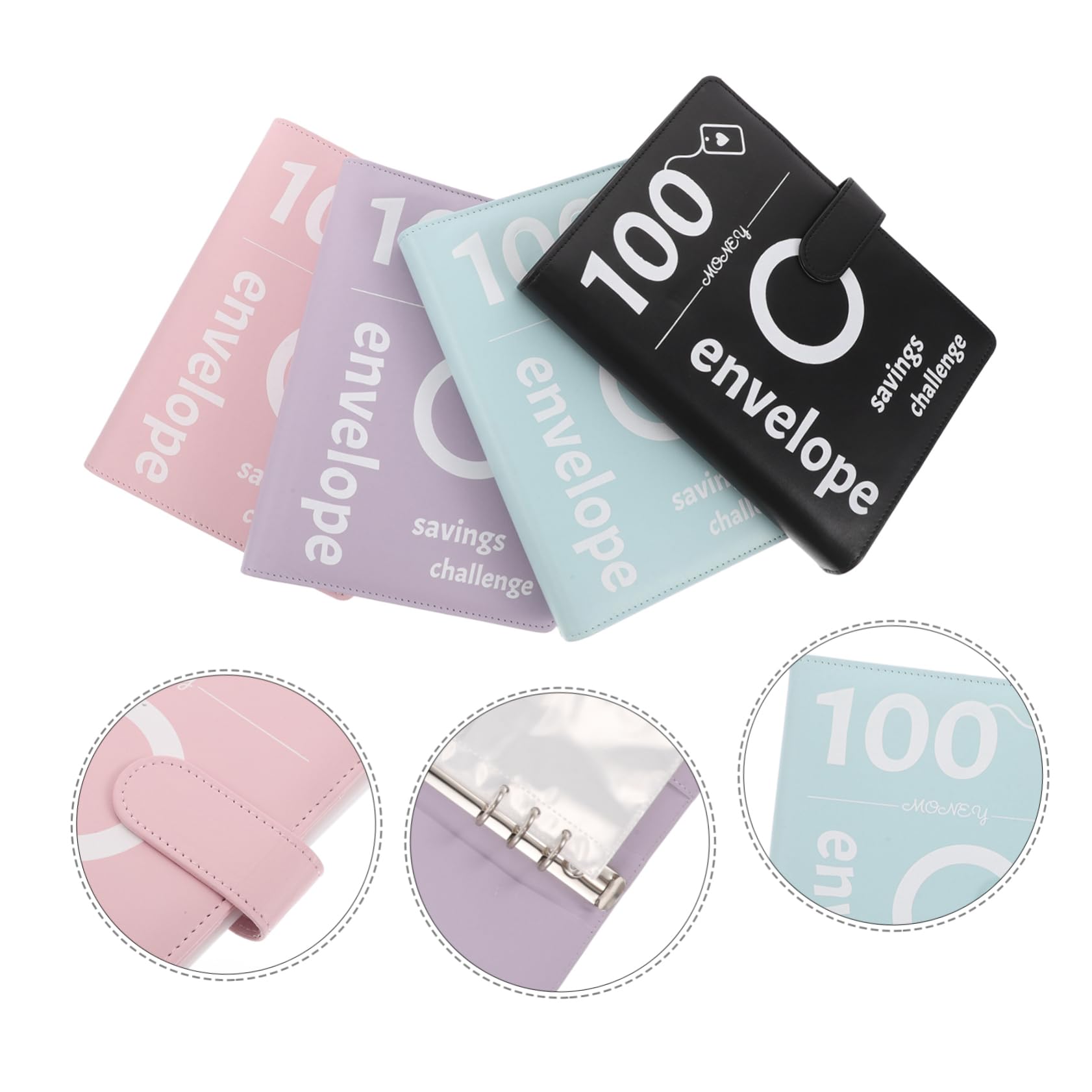 Artibetter Quaderno Challenge Risparmio Denaro per Coppie, Raccoglitore con Buste Trasparenti, Design Elegante, 4 Set per Organizzare Budget