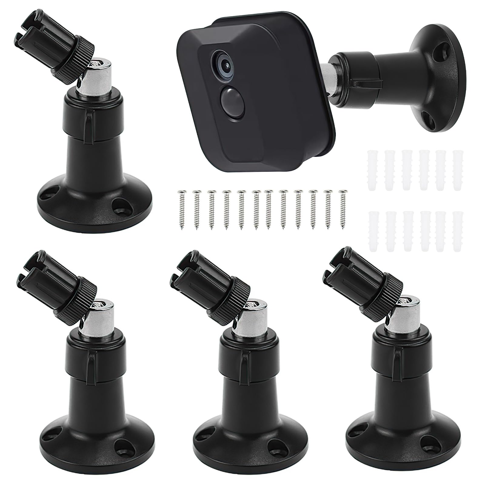 360 Degree Adjustable Wall Mount Bracket and Protective Silicone Cover for Blink XT Indoor/Outdoor Security Room (3, Black