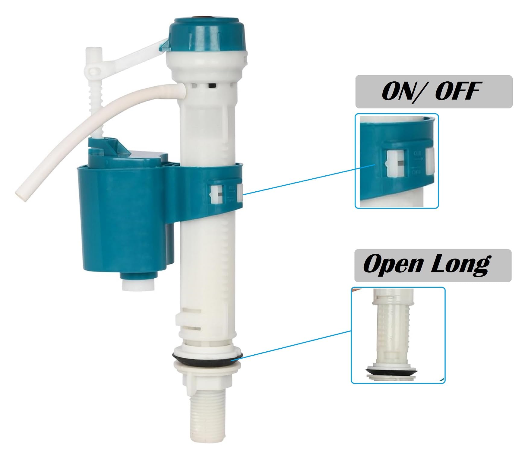 JAGGER JAG347 Plastic Anti-Siphon Toilet Flush Tank Fill Valve Adjustable 6" to 10" Flush Tank Ball Cock Repair Kit Suitable for One and Two Piece Toilets Commodes (UNIVERSAL FLUSH VALVE, 1) 2