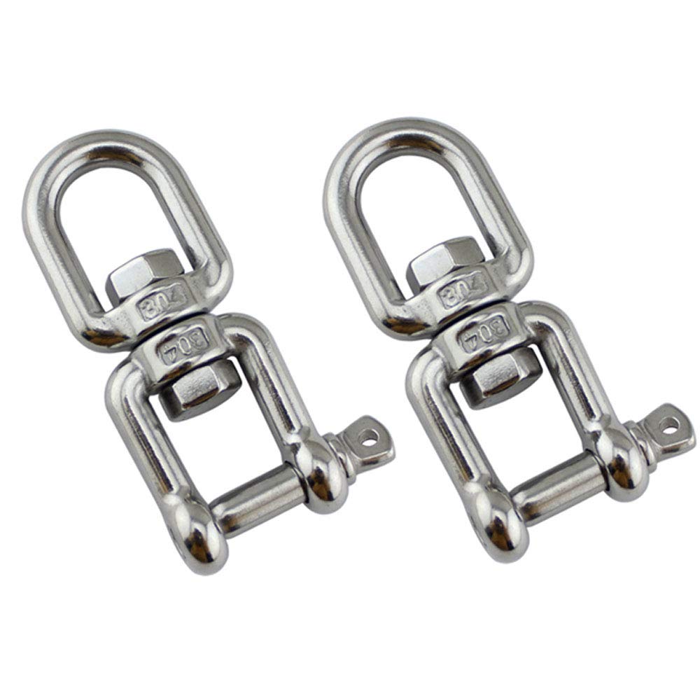 Pofet 8Mm 2Pcs Heavy Duty 304 Stainless Steel Swivel Ring Snap Rolling Shackle Device