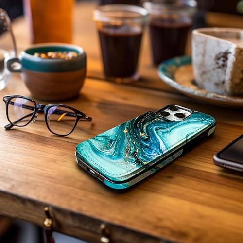 Miniatura 4 de uCOLOR Funda compatible con iPhone 15 Pro de 6.1 pulgadas con ranura para tarjetero, función atril, doble cierre magnético y diseño de bloqueo RFID,