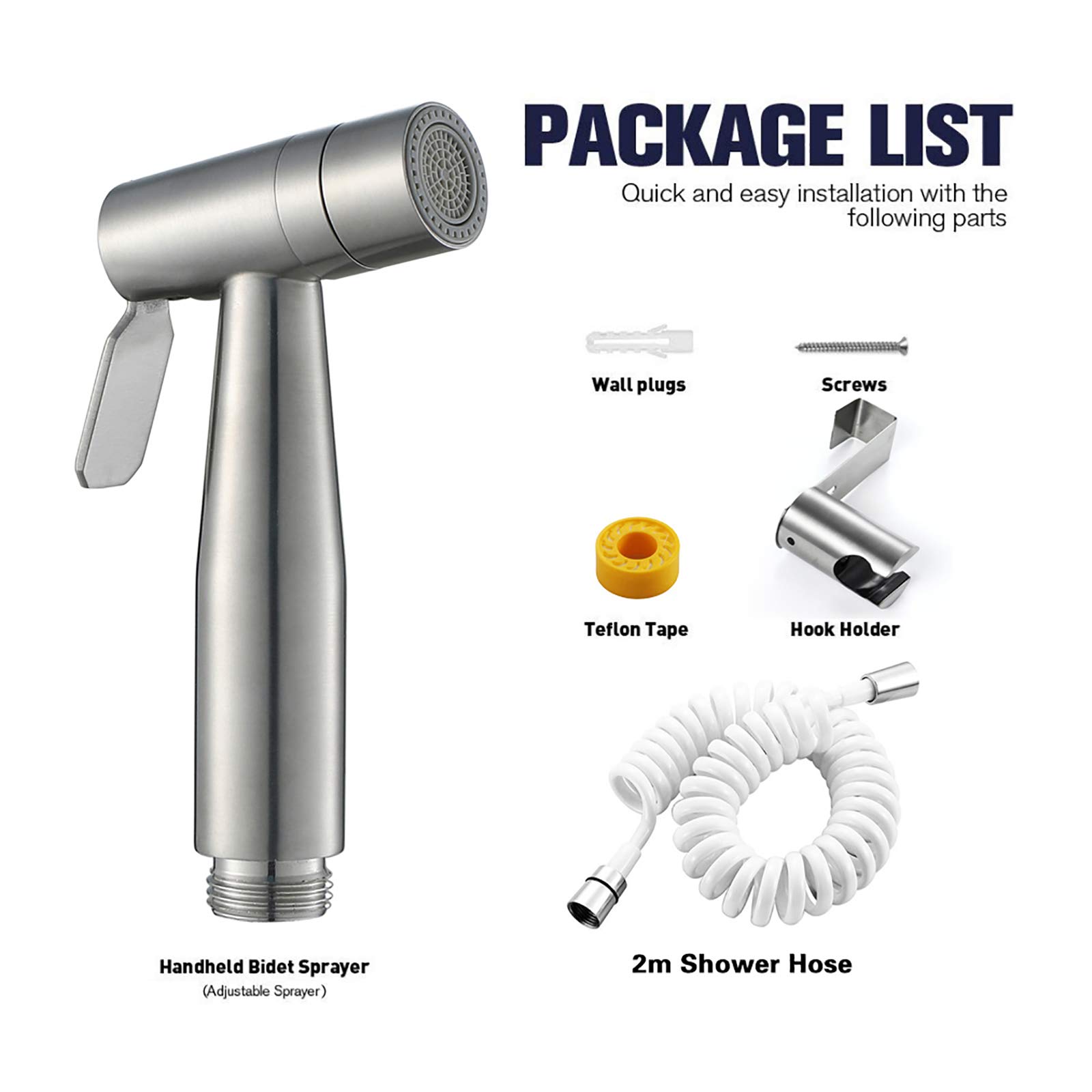 Hand-Bidet-Sprühgerät for Toilette, 2-Modus-Wassertuch-Windel-Sprühset, Edelstahl-Toilettenhalterung, Badezimmer-Bidet-Sprühset mit Halter for Damenhygiene, Edelstahlschlauch ( Color : Spring Hose )