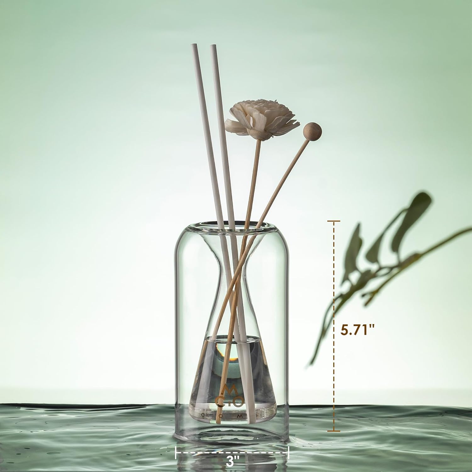 Empty Fragrance Glass Reed Diffuser Bottles with 5pcs Reed Diffuser Sticks,Luminous Base,Decorative Flower Bud Fragrance Accessories Use for DIY Replacement Reed Diffuser Sets,Triangle - Image 5