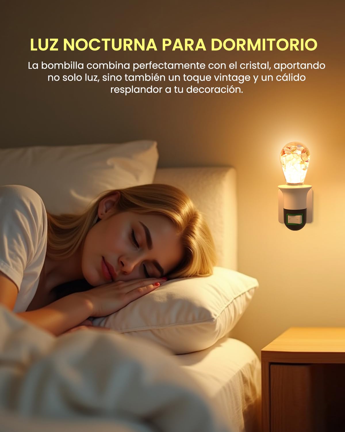 LED Bombillas Nocturnas de Cristal, Bombillas de Cabecera Decorativas, Lámparas de Tratamiento de Ambiente Relajado, Regalos de Descompresión para Niños, Ancianos, Estudios de Yoga