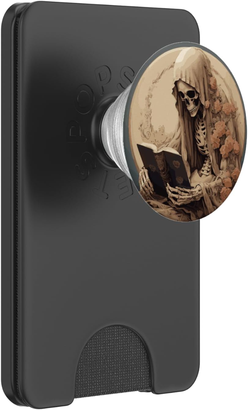 Book Lover Gothic Bookworm Reading Skeleton Librarian PopSockets PopGrip for MagSafe