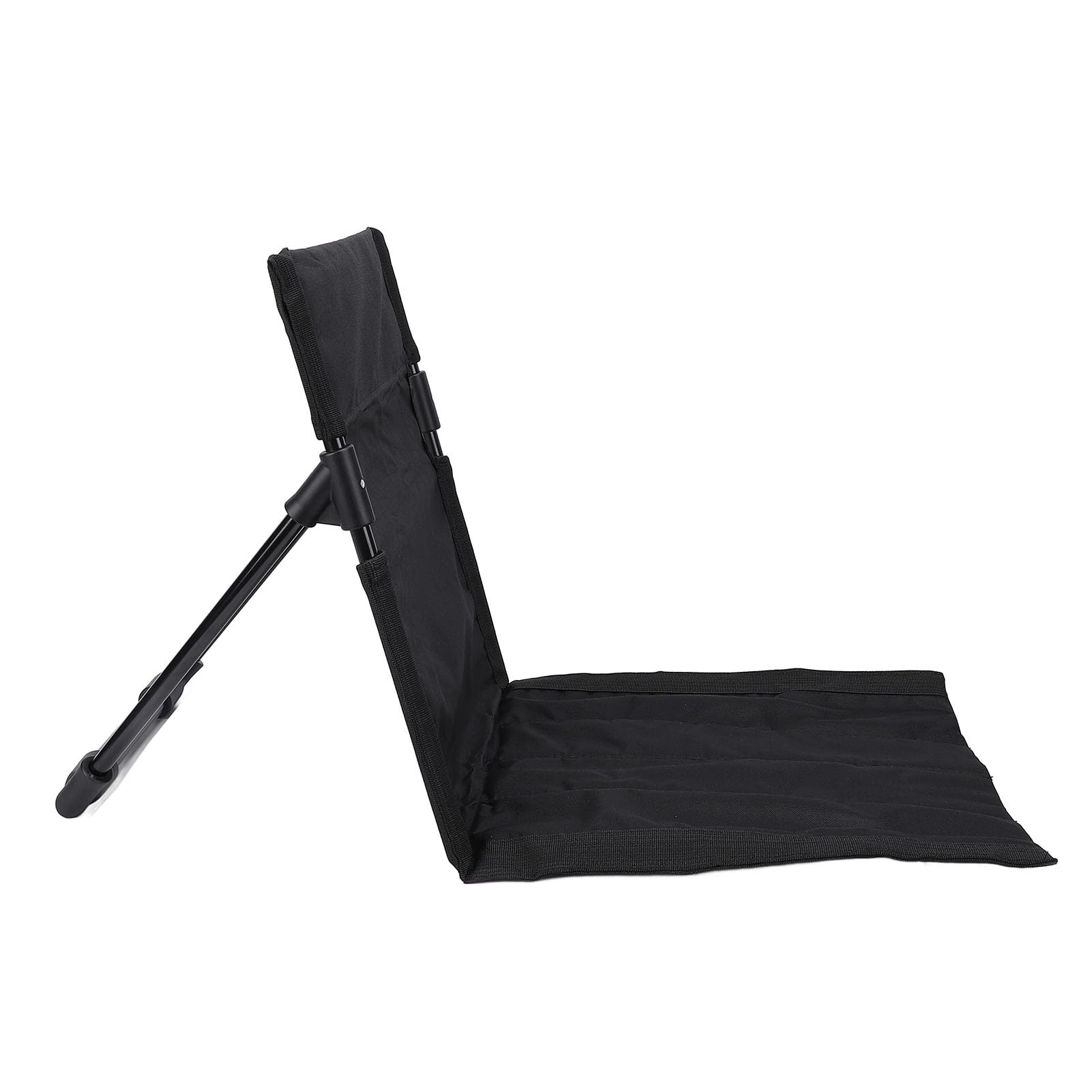 Leichter, Tragbarer, Zusammenklappbarer Bodenstuhl, Verstellbare Rückenlehne, Strand-Lounge-Stuhl für Outdoor-Camping-Angeln, Stuhl mit Rückenlehne (Black)