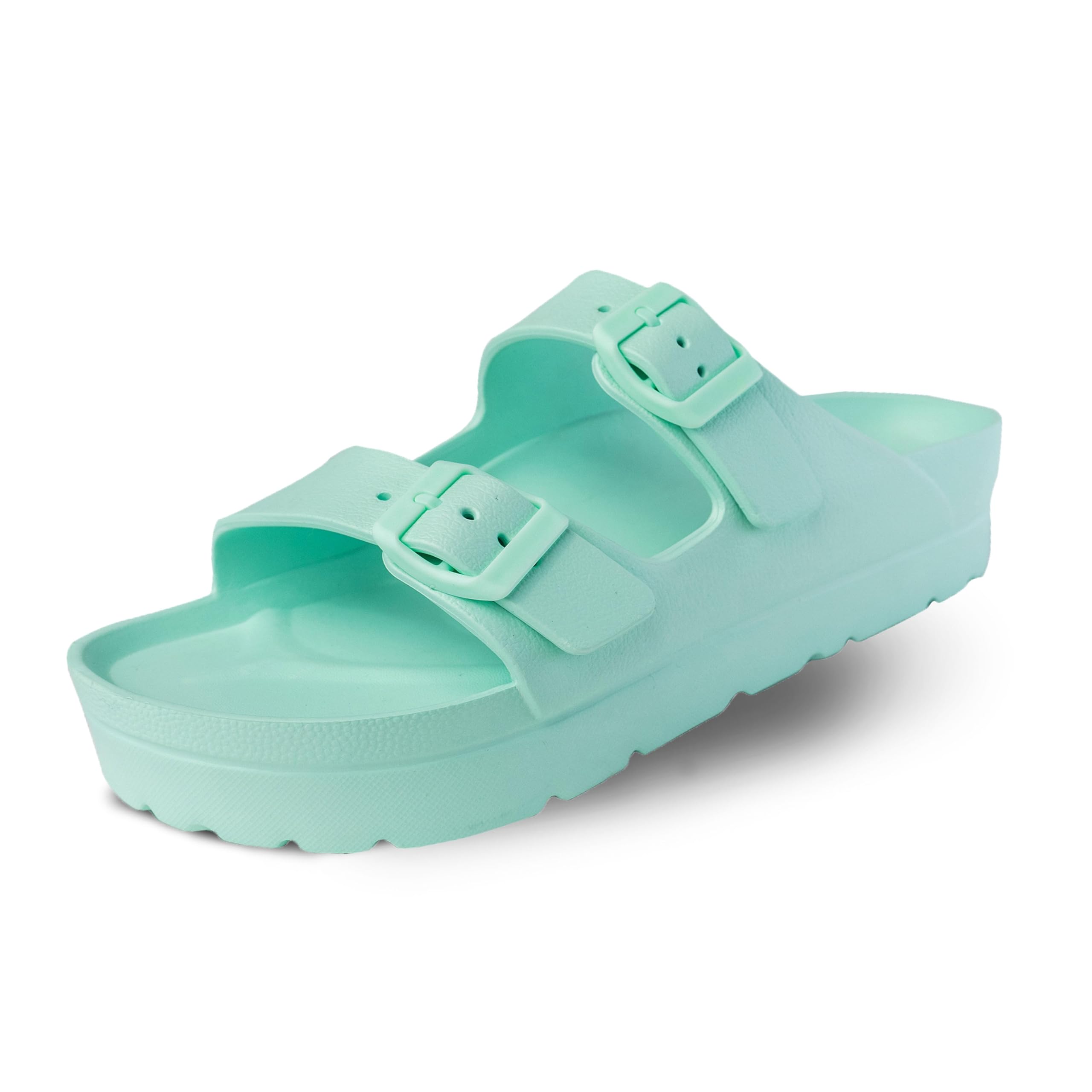 MUCHO MAHALO HAPPYO Maui Women's Platform Sandals, Adjustable Buckle Flat Sandals with Arch Support, EVA Foam Slides with Thick Soles Extra Cushion