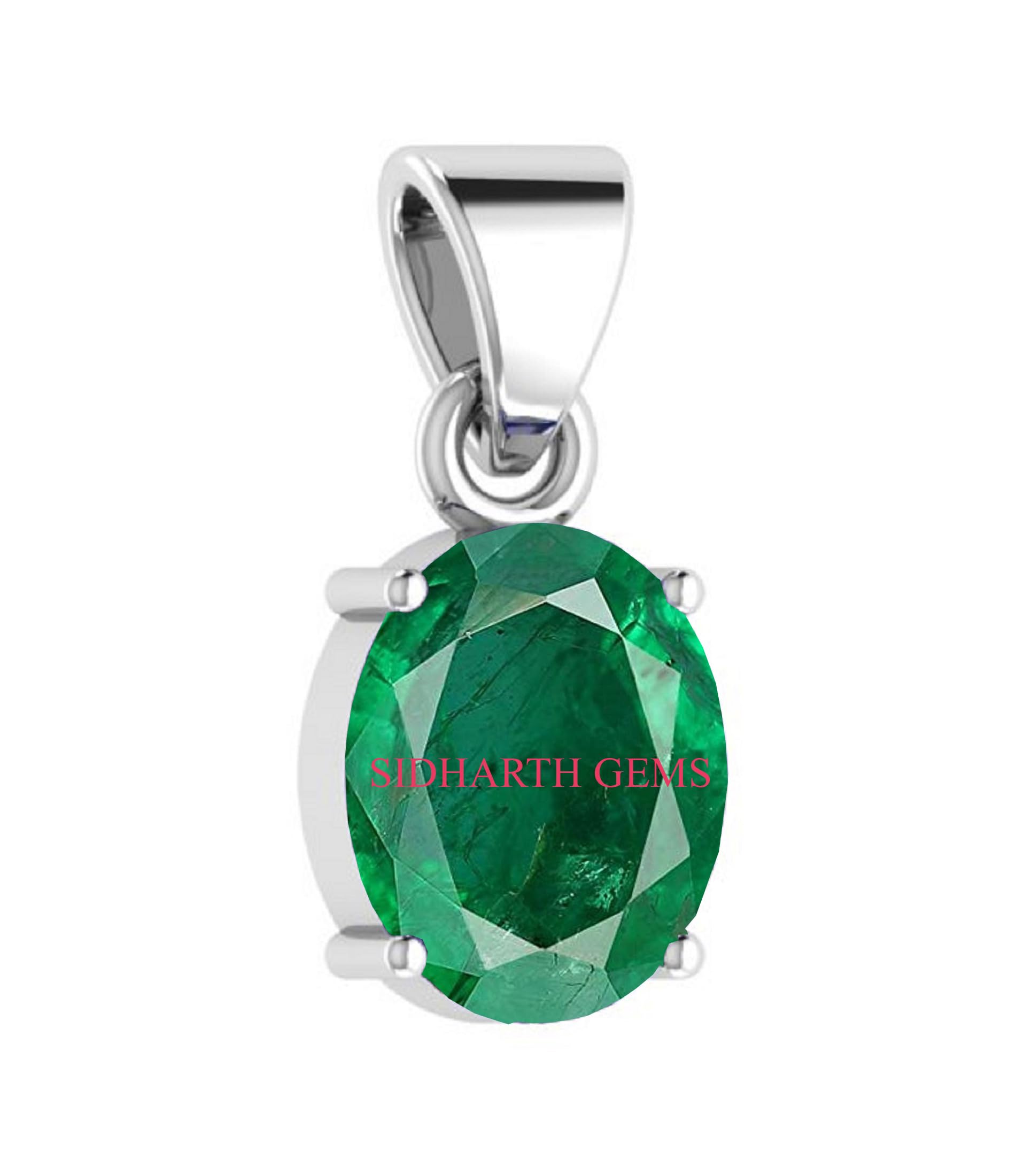 4.25 Ratti Certified AA++ Natural Loose Gemstone Green Emerald Panna Silver Plated Panchadhatu Pendant/Locket for Men-image-29