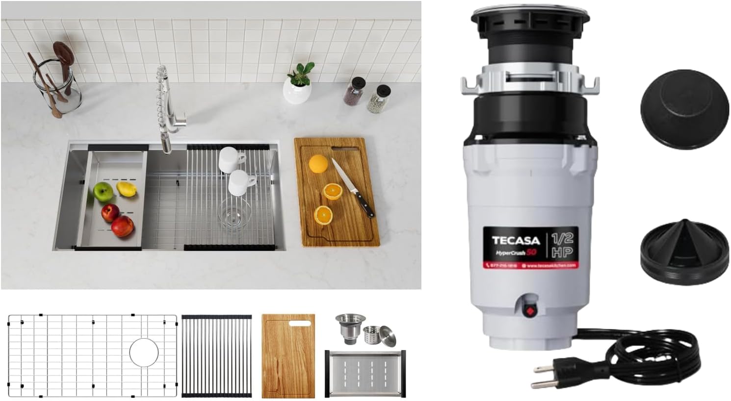 32 in Workstation Kitchen Sink & 1/2HP Pro Garbage Disposal