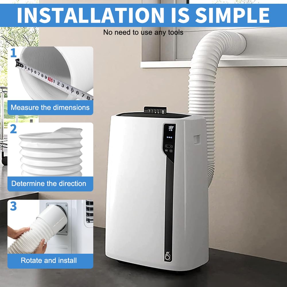 Klimaanlage Abluftschlauch mit Adapter,1.5m Klima Abluftschlauch,PVC Abluftrohr,Ø150mm Klimaanlage Verlängerungsschlauch,für Abluftventilator,Abzugshaube,Belüftungssystem,Badezimmer,Küche