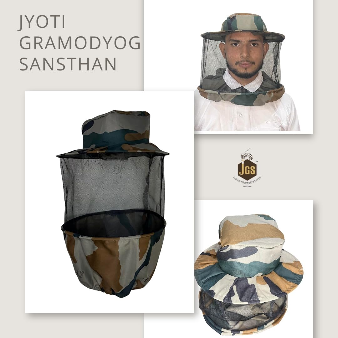 JGS Bee Cap Honeybee Cap | Bee Veil for Protection of Face from Honey Bee Sting | Sting Protection for Neck and Face (Army Colour) - Image 7 thumbnail