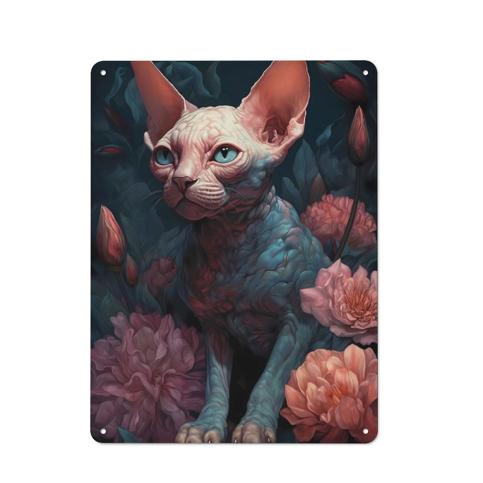 Junmoney Devon Rex Cat Dream Metal Wall Plaque 40X30cm, Everyday Small Space Decor For Flat, Dorm Room, Lounge Or Cafe