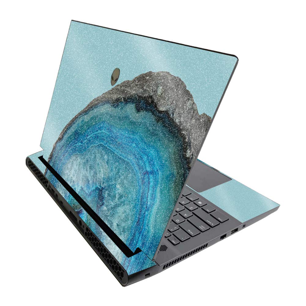 MightySkins Glossy Glitter Skin for Alienware M17 R3 (2020) & M17 R4 (2021) - Blue Agate | Durable High-Gloss Glitter Finish | Easy to Apply and Change Style | Made in The USA