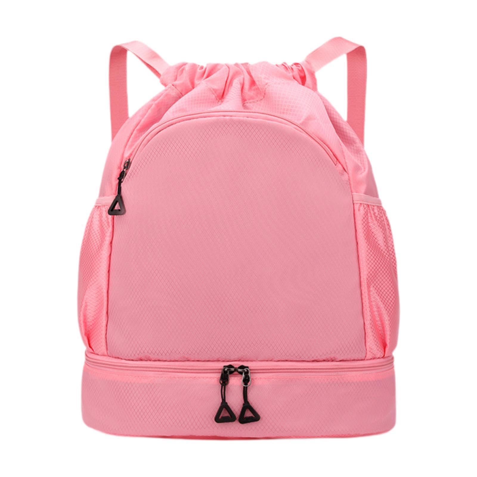 Sports Drawstring Backpack Rucksack Party Travel Organizer Women Men Gym Bag Pink-image-13