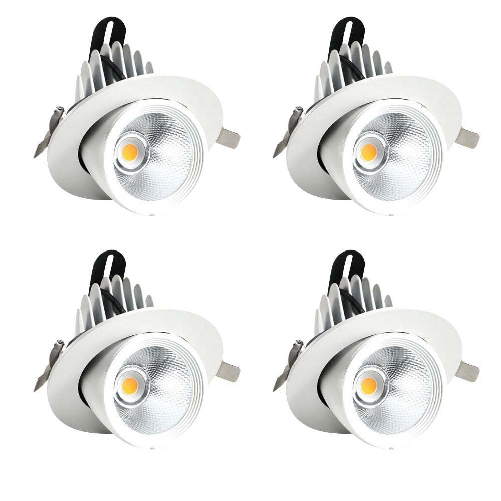 JKJZSALJ 4 Pack Led S Adjustable Gimbal Retrofit Recessed Ceiling Light 4Pcs Recessed Gimbal Elephant Trunk Lamp 360° Rotatable-Spotlight Adjustable Angle Gimbal Light Fixtur,4000K,7w-4000K