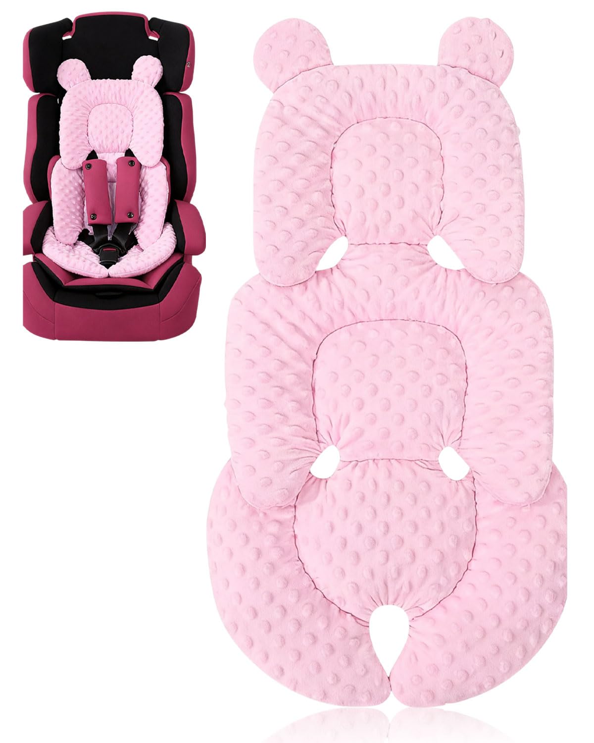 1 Reductor de Asiento – Almohadilla Ajustable y Transpirable. Suave y Cómodo para Cochecito y Silla de Coche. Ideal para Recién Nacidos，rosa