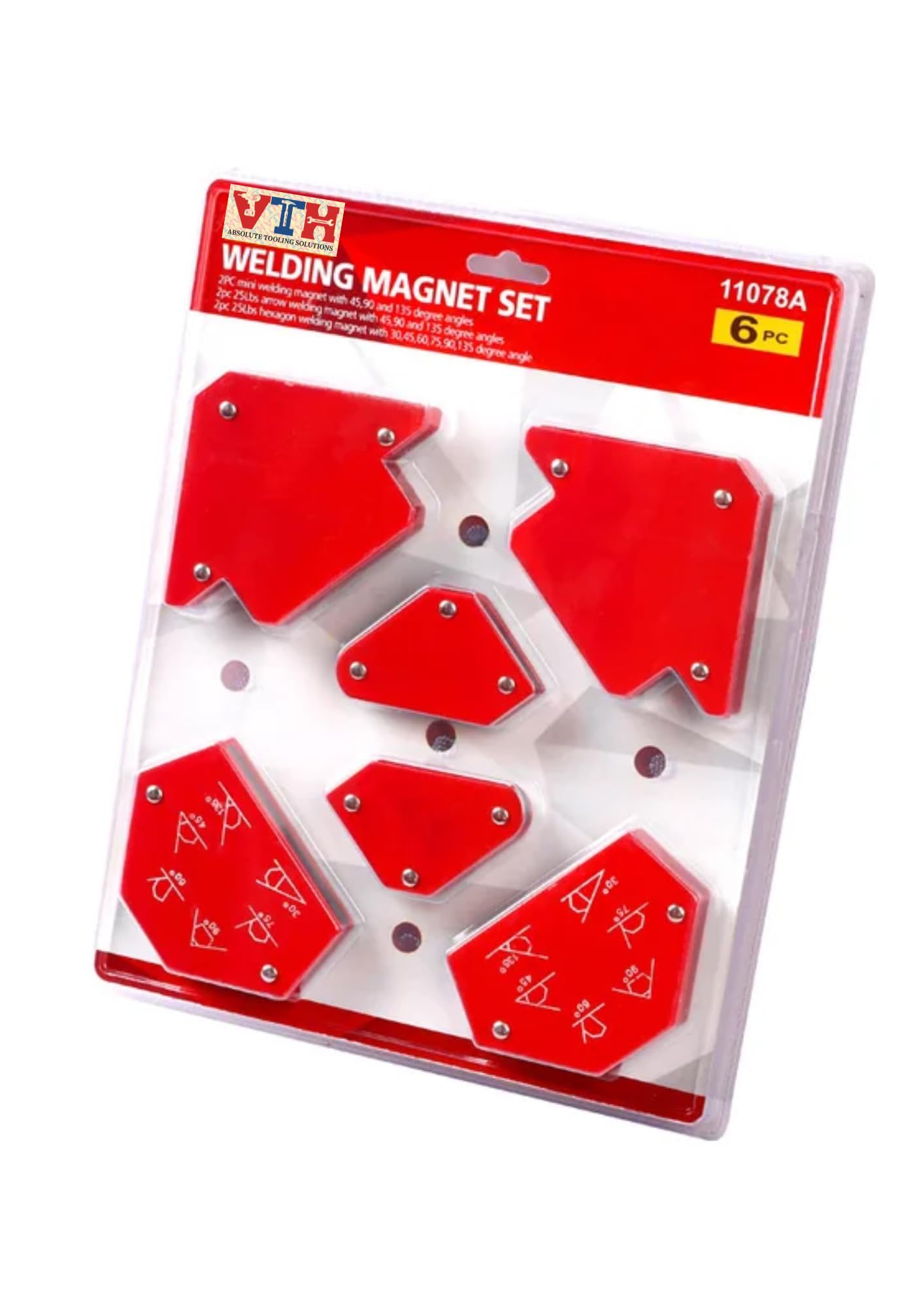 VTH® 6 Pcs Welding Magnets Set, Magnetic Welder Holder Strong Magnetic Welding Positioner, 30°/45°/60°/75°/90°/105°/120°/135 °, Holding Force 6,8kg/15lbs ~ 11,3kg/25lbs (6 pcs, 1pc) (B0D5MNRX1W) Amazon Price History, Amazon Price Tracker