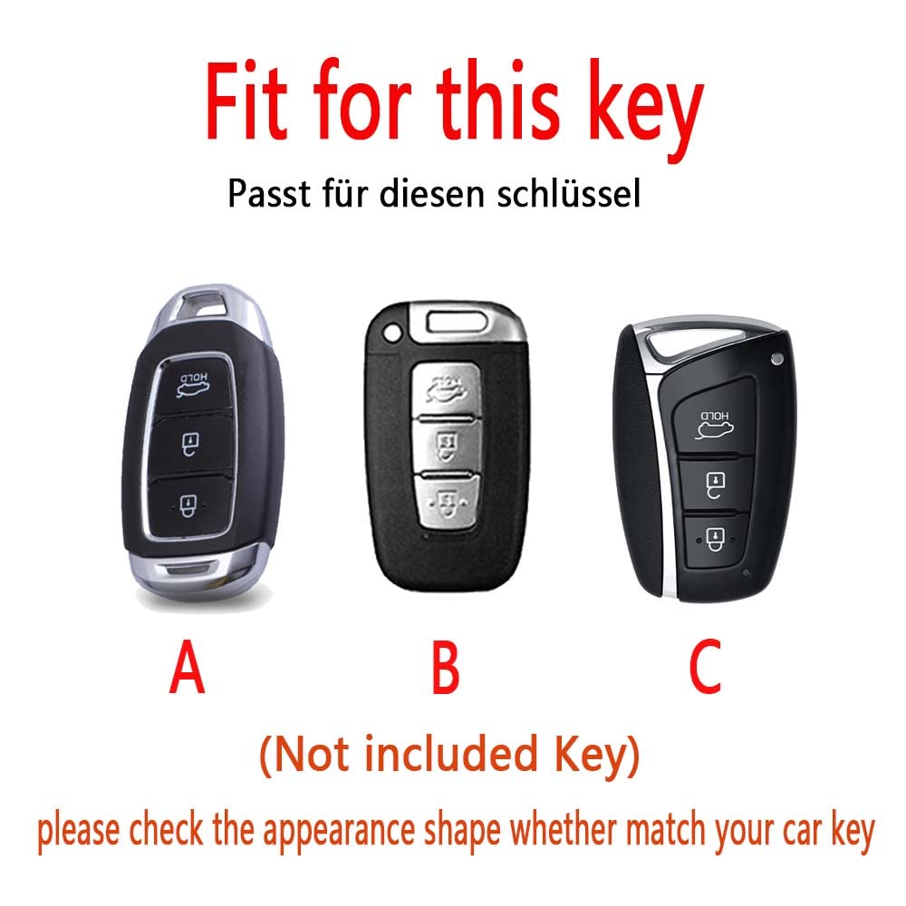 HIBEYO Smart Car Key Case Fits Hyundai Protective Case Key Cover Cowhide Leather Cover for Hyundai Genesis Santa Fe Equus Tucson Grand Centennial with Keychain 3 Buttons Accessories Black C - Image 2