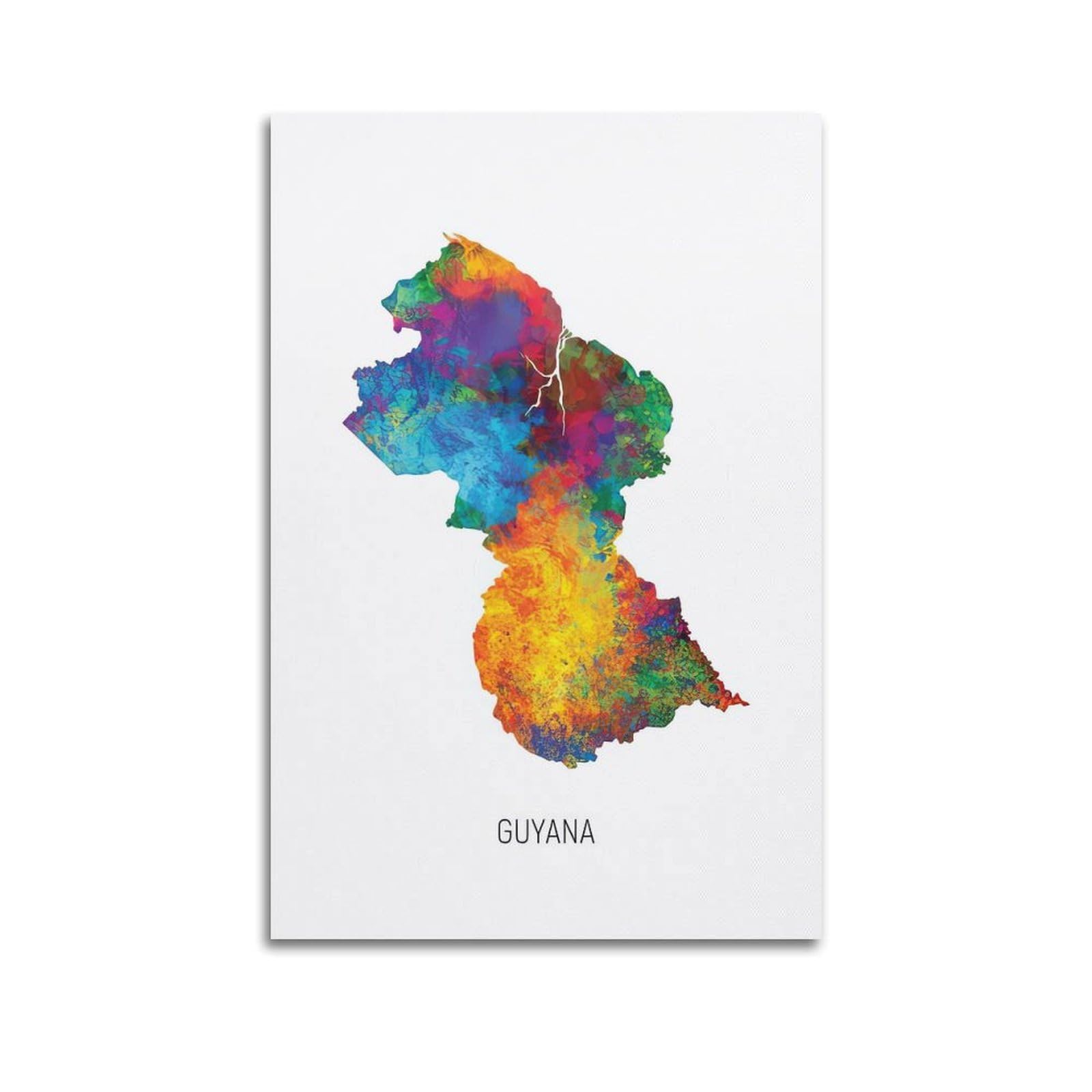 MJZLQN Map Poster Of Guyana With Watercolor Poster Decorative Painting Canvas Wall Posters And Art Picture Print Modern Family Bedroom Decor Posters 24x36inch(60x90cm)