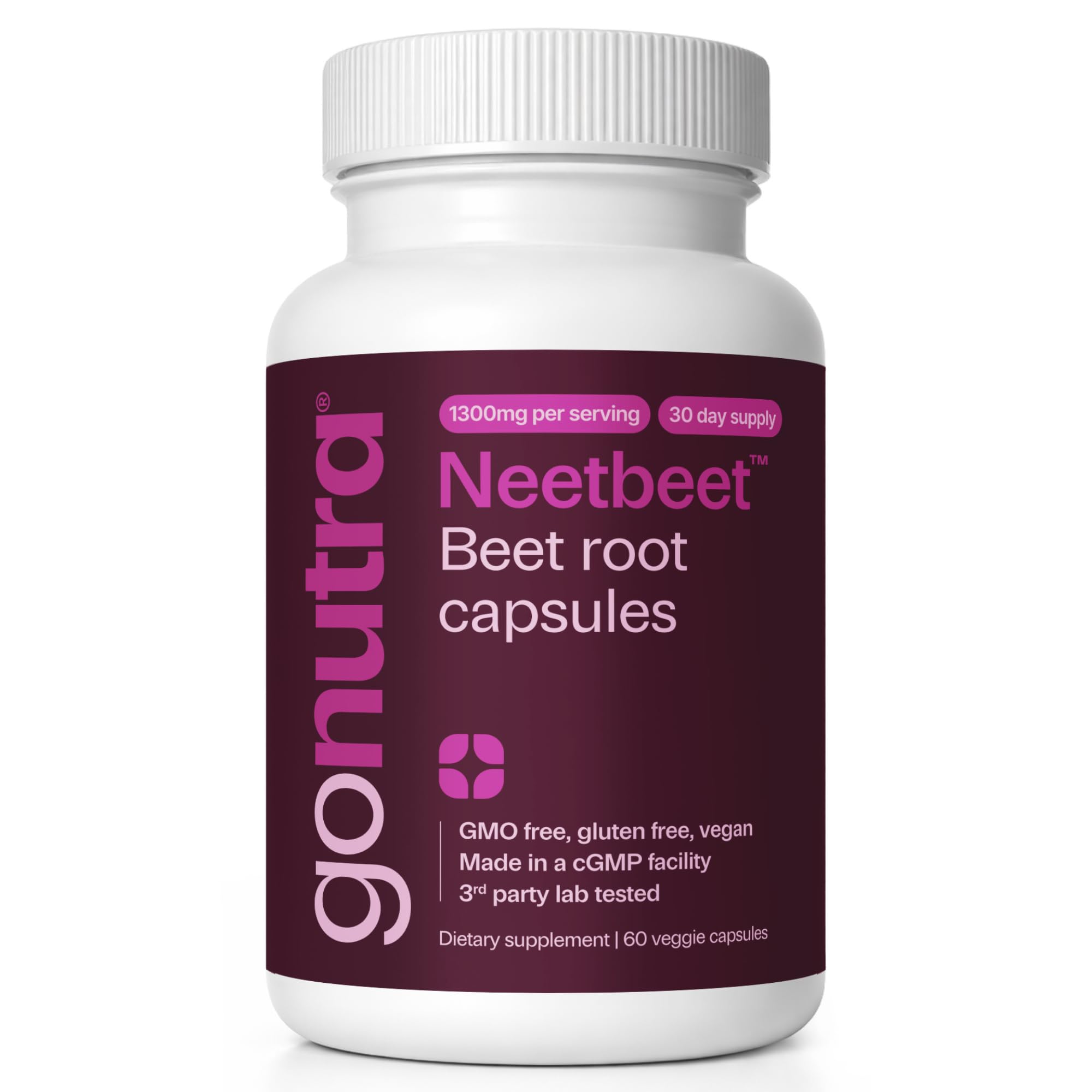 Go Nutra Suplemento de Beterraba Orgânica em Cápsulas 1300 mg, 60 cápsulas