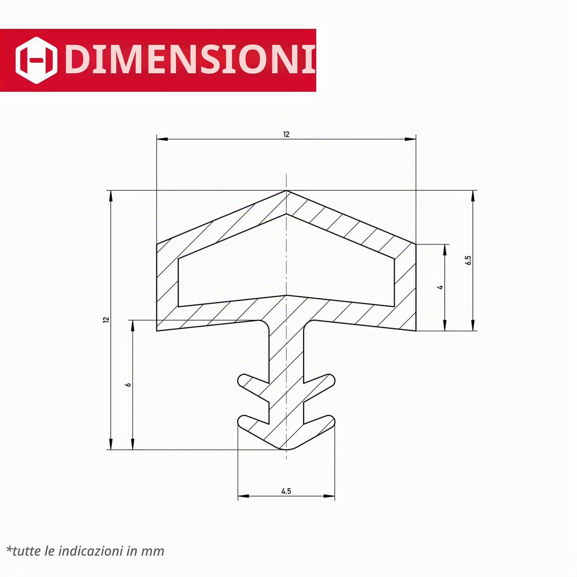 Gedotec Guarnizione di tenuta per porta M 680 | 1 rotolo - guarnizione del telaio della porta | lunghezza: 25 m | larghezza della battuta: 12 mm