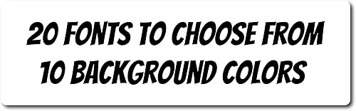 Adhesivo personalizado para parachoques Adhesivo personalizable para parachoques Varios tamaños y cantidades 20 fuentes 10 colores de fondo