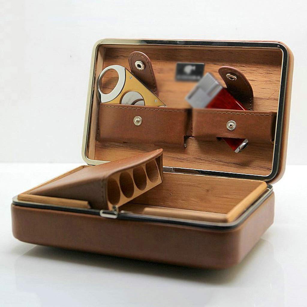sigari in Legno di Cedro Porta sigari in Pelle Porta sigari Portatile Accessori per Sigarette Scatola di immagazzinaggio umidificatore da Viaggio Regali