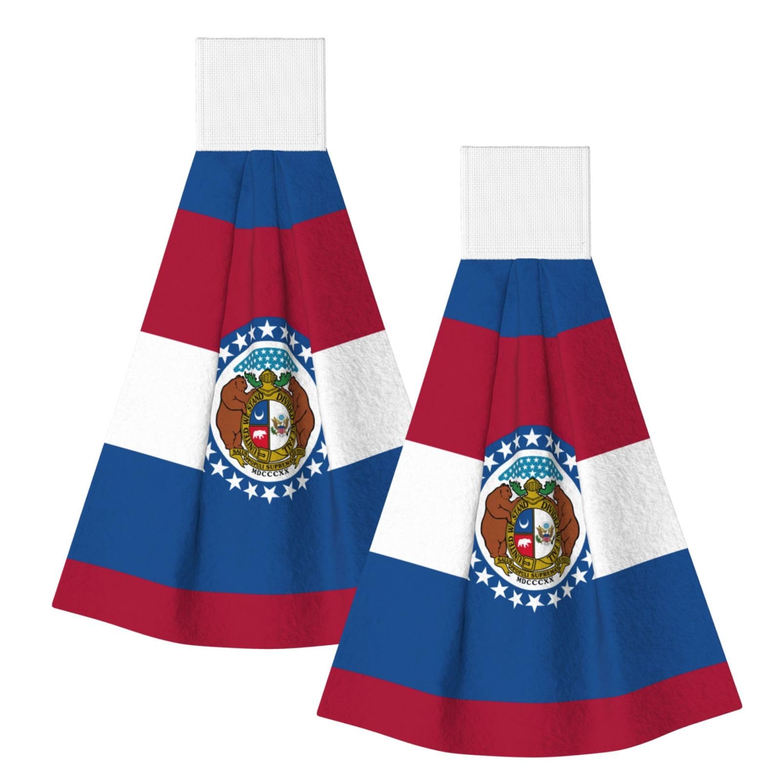 DUWAA Missouri State Flag Print Hanging Hand Towel Quick Dry Bathroom Towel Soft Kitchen Towel