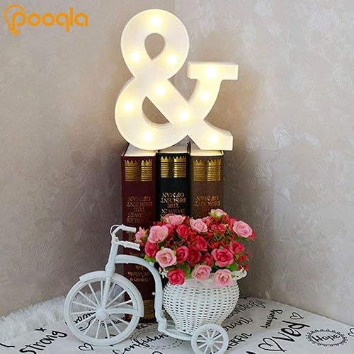 Miniatura 4 de Pooqla - Anuncio de letras del alfabeto con luces LED para decoración de bodas, cumpleaños, fiestas, Navidad, hogar, bar