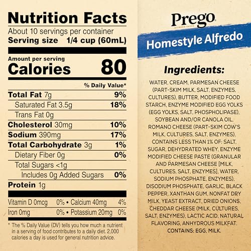 Image of Prego Homestyle Alfredo Pasta Sauce,22 oz Jar,(Pack of 4)