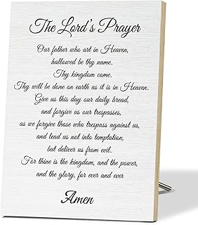 The Lord's Prayer Wall Signs for Religious Wall Decor Wooden Desktop Decor for Christian Desk Decor Rustic Wall Art for Prayer Room Decor Christian Room Decor Bible Verse Gifts for Women - F463