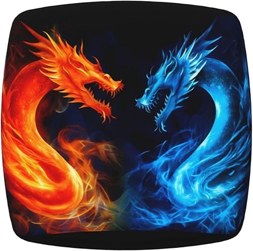 Miniatura 4 de Blue Fire Dragon - Fundas de asiento cuadradas para silla de comedor de 16.9 pulgadas, dos piezas, funda de cojín elástica ajustable de repuesto