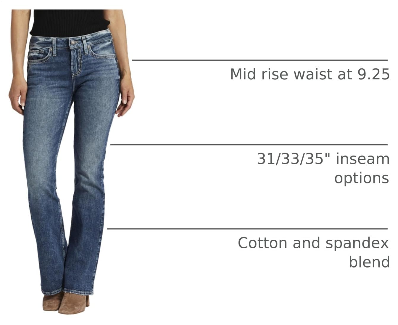 Silver Jeans Co. Women's Suki Mid Rise Curvy Fit Bootcut Jeans image 5