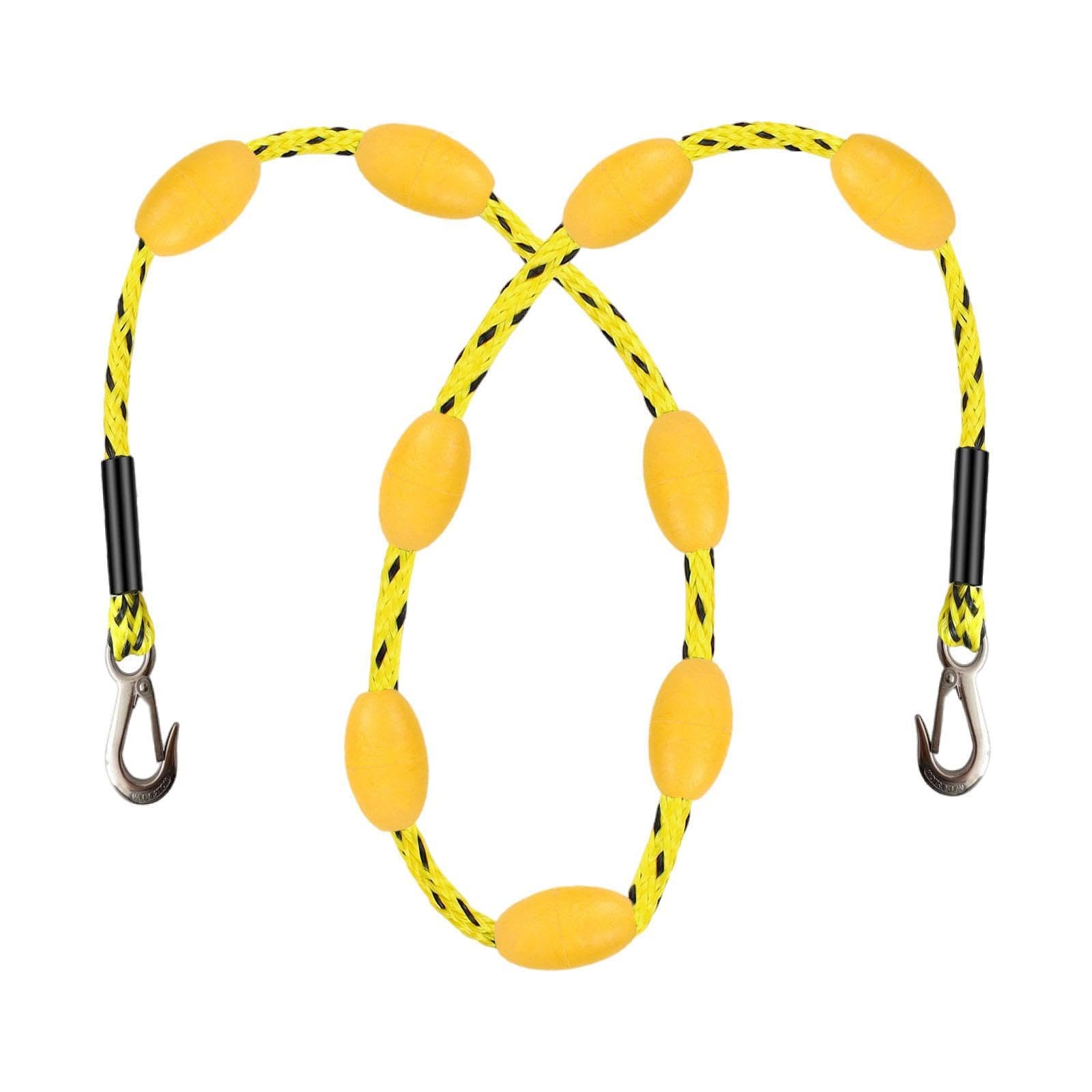 Colaxi 60ft Tow Rope with Floats Heavy Duty with Hook at Each End for Tubing Watersport Accessories Boating Tow Rope Towable Tube, Yellow Black Spots